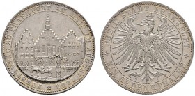 Altdeutsche Münzen und Medaillen 
 Frankfurt, Stadt 
 Gedenktaler 1863. Fürstentag. AKS 45, J. 52, Thun 147, Kahnt 172.
 fast Stempelglanz