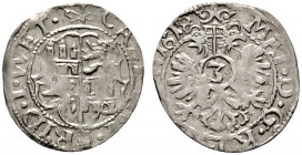 Altdeutsche Münzen und Medaillen 
 Friedberg, Reichsburg 
 Conrad Löw zu Steinfurt 1617-1632. Groschen 1618. Mit Titulatur Kaiser Matthias I. Eichel...