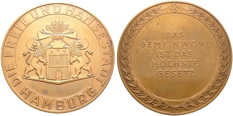Altdeutsche Münzen und Medaillen 
 Hamburg, Stadt 
 Große bronzene Prämienmeda...