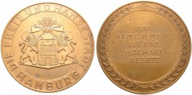 Altdeutsche Münzen und Medaillen 
 Hamburg, Stadt 
 Große bronzene Prämienmedaille o.J. (1933-1945) von Karberg, für treue Arbeit im Dienste des Vol...