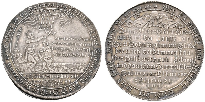 Altdeutsche Münzen und Medaillen 
 Harz 
 Tauftaler 1751 -Zellerfeld-. Mmz. IB...