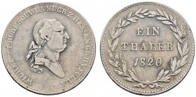 Altdeutsche Münzen und Medaillen 
 Hessen-Kassel 
 Wilhelm I. 1803-1821 
 Taler 1820. AKS 5, Thun 182, J. 12, Kahnt 250.
 sehr schön