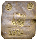 Altdeutsche Münzen und Medaillen 
 Hildesheim, Stadt 
 Messing-Torzeichen der Neustadt mit Wertziffer 3 von 1771. Einseitiges Messingplättchen mit a...