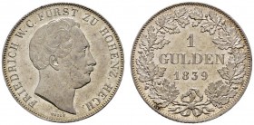 Altdeutsche Münzen und Medaillen 
 Hohenzollern-Hechingen 
 Friedrich Wilhelm Constantin 1838-1849. Gulden 1839. AKS 4, J. 5, Bahrf. 37.
 Prachtexe...