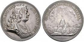 Altdeutsche Münzen und Medaillen 
 Lauenburg 
 Julius Franz von Sachsen 1666-1689. Silbermedaille o.J. (um 1678) unsigniert. Brustbild im Harnisch m...
