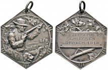 Altdeutsche Münzen und Medaillen 
 Lörrach, Stadt 
 Tragbare, mattierte Silberplakette 1912 von B.H. Mayer, auf das Meisterschaftsschießen zu Lörrac...