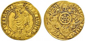 Altdeutsche Münzen und Medaillen 
 Mainz, Erzbistum 
 Konrad III. von Dhaun 1419-1434. Goldgulden o.J. (1420) -Höchst-. Von vorn stehender Petrus mi...