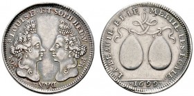 Altdeutsche Münzen und Medaillen 
 Mecklenburg-Güstrow 
 Luise, Tochter Gustav Adolphs *1667 †1721. Silbermedaille 1699 von A. Meybusch (unsigniert)...