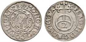 Altdeutsche Münzen und Medaillen 
 Montfort, Grafschaft 
 Hugo IV. 1621-1662 
 Halbbatzen zu 2 Kreuzer 1628 -Langenargen-. Ebner - vgl. 87 (Interpu...