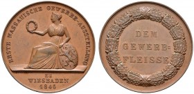 Altdeutsche Münzen und Medaillen 
 Nassau 
 Adolph 1839-1866. Bronzene Prämienmedaille 1846 von C. Zollmann, der ersten Nassauischen Gewerbe-Ausstel...