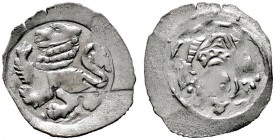 Altdeutsche Münzen und Medaillen 
 Nürnberg, Reichsmünzstätte 
 Heinrich VI. bis Interregnum 1190-1273 
 Pfennig, sogen. Löwenpfennig ca. 1240-1268...