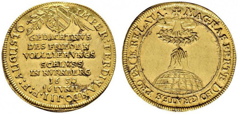 Altdeutsche Münzen und Medaillen 
 Nürnberg, Stadt 
 Doppeldukat 1650. Stempel...