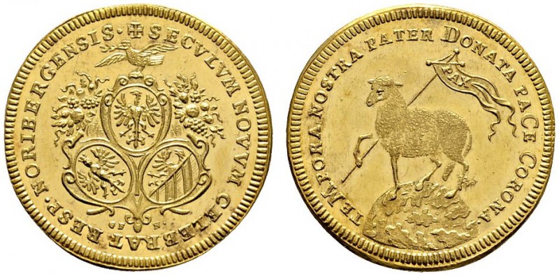 Altdeutsche Münzen und Medaillen 
 Nürnberg, Stadt 
 Doppelter Lammdukat 1700....