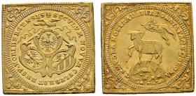 Altdeutsche Münzen und Medaillen 
 Nürnberg, Stadt 
 Doppelte Lammdukatenklippe 1700. Drei Stadtwappen, darüber Friedenstaube / Lamm Gottes mit Frie...