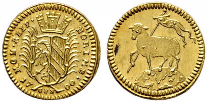 Altdeutsche Münzen und Medaillen 
 Nürnberg, Stadt 
 1/4 Lammdukat 1700 GFN. K...