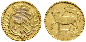Altdeutsche Münzen und Medaillen 
 Nürnberg, Stadt 
 1/8 Lammdukat o.J. (1700). Ohne Münzzeichen. Ein zweites, ähnliches Exemplar. Ke. 98, Slg. Erl....