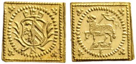 Altdeutsche Münzen und Medaillen 
 Nürnberg, Stadt 
 1/8 Lammdukatenklippe o.J. (1700). Ke. 99, Slg. Erl. 609, Fr. 1894, Widhalm 18. 0,42 g
 Stempe...