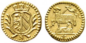 Altdeutsche Münzen und Medaillen 
 Nürnberg, Stadt 
 1/16 Lammdukat o.J. (1700). Ke. 100, Slg. Erl. 610, Fr. 1895, Widhalm 19a. 0,22 g
 Stempelglan...