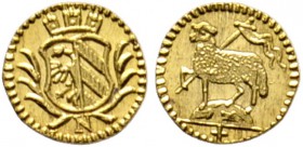 Altdeutsche Münzen und Medaillen 
 Nürnberg, Stadt 
 1/16 Lammdukat o.J. (1700). Ein zweites Exemplar. Ke. 100, Slg. Erl. 610, Fr. 1895. 0,22 g
 St...