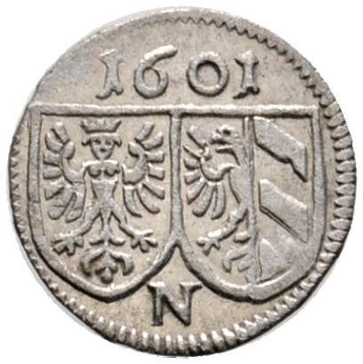 Altdeutsche Münzen und Medaillen 
 Nürnberg, Stadt 
 Einseitiger Pfennig 1601....
