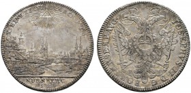 Altdeutsche Münzen und Medaillen 
 Nürnberg, Stadt 
 Konventionstaler 1765. Stadtansicht von Westen unter strahlendem Dreieck/ Gekrönter Doppeladler...