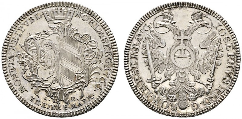 Altdeutsche Münzen und Medaillen 
 Nürnberg, Stadt 
 1/2 Konventionstaler 1766...