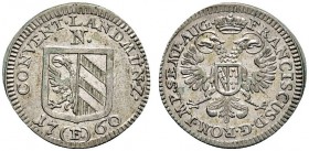 Altdeutsche Münzen und Medaillen 
 Nürnberg, Stadt 
 Landmünze (3 Kreuzer) 1760. Mit Titulatur Kaiser Franz I. Ke. 374, Slg. Erl. 731.
 fast Stempe...