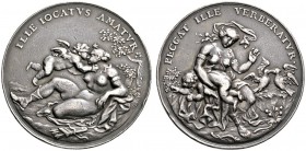 Altdeutsche Münzen und Medaillen 
 Nürnberg, Stadt 
 Silbermedaille o.J. (um 1690) von P.H. Müller (unsigniert). Venus unter Baum liegend wird von A...