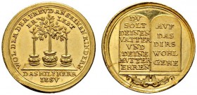 Altdeutsche Münzen und Medaillen 
 Nürnberg, Stadt 
 Goldmedaille im Dukatengewicht o.J. (um 1700) unsigniert, auf die Kinderliebe. Drei Bäumchen in...
