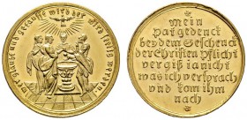 Altdeutsche Münzen und Medaillen 
 Nürnberg, Stadt 
 Goldmedaille im Dukatengewicht o.J. (um 1700) unsigniert, auf die Taufe. Taufszene, darüber der...