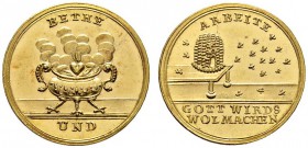 Altdeutsche Münzen und Medaillen 
 Nürnberg, Stadt 
 Goldmedaille im Dukatengewicht o.J. (um 1700) unsigniert, auf den Fleiß. Räuchergefäß mit flamm...