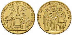 Altdeutsche Münzen und Medaillen 
 Nürnberg, Stadt 
 Goldmedaille im Dukatengewicht o.J. (um 1725) von P.G. Nürnberger, auf die Ehe. Vor einem Altar...