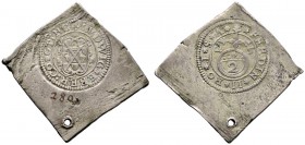Altdeutsche Münzen und Medaillen 
 Oettingen 
 Ludwig Eberhard 1622-1634. Klippe vom Stempel eines Halbbatzen 1625. Wappen / Reichsapfel mit Wertzah...