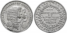 Altdeutsche Münzen und Medaillen 
 Pfalz-Zweibrücken-Kleeburg 
 Adolf Johann I. *1629, +1689. Bleigußmedaille o.J. (1676) unsigniert, auf den Besuch...