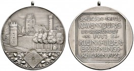 Altdeutsche Münzen und Medaillen 
 Ravensburg, Stadt 
 Tragbare, mattierte Silbermedaille 1927 unsigniert, auf das Kleinkaliber-Eröffnungsschießen d...