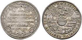 Altdeutsche Münzen und Medaillen 
 Regensburg, Stadt 
 Silbermedaille (1/2 Schautaler) 1653 von H. Federer, auf die Krönung Ferdinands IV. zum römis...