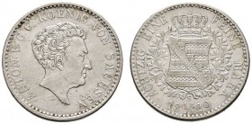 Altdeutsche Münzen und Medaillen 
 Sachsen-Albertinische Linie 
 Anton 1827-1836 
 1/6 Taler 1829. AKS 74, J. 57.
 seltener Einjahrestyp, minimale...