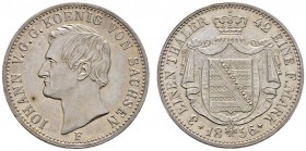 Altdeutsche Münzen und Medaillen 
 Sachsen-Albertinische Linie 
 Johann 1854-1873 
 1/3 Taler 1856. AKS 138, J. 101.
 winzige Kratzer, vorzüglich-...