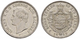 Altdeutsche Münzen und Medaillen 
 Sachsen-Albertinische Linie 
 Johann 1854-1873 
 1/3 Taler 1859. AKS 139, J. 114.
 winzige Kratzer, vorzüglich-...