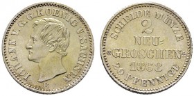 Altdeutsche Münzen und Medaillen 
 Sachsen-Albertinische Linie 
 Johann 1854-1873 
 2 Neugroschen zu 20 Pfennig 1868. AKS 145, J. 130.
 Prachtexem...