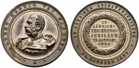 Altdeutsche Münzen und Medaillen 
 Sachsen-Albertinische Linie 
 Albert 1873-1902 
 Versilberte Bronzemedaille 1893 von H. Diller (bei W. Mayer), a...