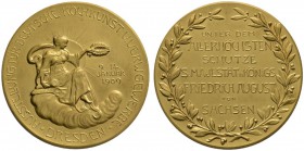 Altdeutsche Münzen und Medaillen 
 Sachsen-Dresden, Stadt 
 Vergoldete, bronzene Prämienmedaille 1909 von C. Poellath, der Ausstellung für Kochkunst...