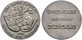 Altdeutsche Münzen und Medaillen 
 Sachsen-Zwickau, Stadt 
 Versilberte Bronzemedaille 1935 unsigniert. Ehrengabe der Stadt anläßlich der 800-Jahrfe...