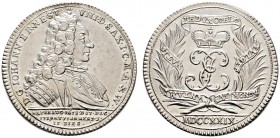 Altdeutsche Münzen und Medaillen 
 Sachsen-Saalfeld 
 Johann Ernst 1680-1729. 1/2 Taler 1729. Auf seinen Tod. Brustbild in Uniform nach rechts, im A...