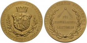 Altdeutsche Münzen und Medaillen 
 Schlesien-Beuthen, Stadt 
 Vergoldete, bronzene Prämienmedaille 1904 von Lauer, für hervorragende Leistungen bei ...