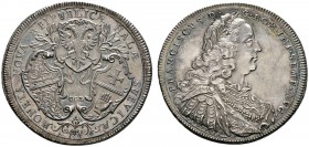 Altdeutsche Münzen und Medaillen 
 Schwäbisch Hall, Stadt 
 Taler 1746 -Nürnberg-. Stempel von P.P. Werner. Drei Schilde in Kleeblattstellung / Belo...