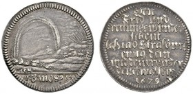 Altdeutsche Münzen und Medaillen 
 Straßburg, Stadt 
 Kleine Silbermedaille 1679 von J.Chr. Müller, auf den Frieden von Nijmegen. Landschaft mit auf...