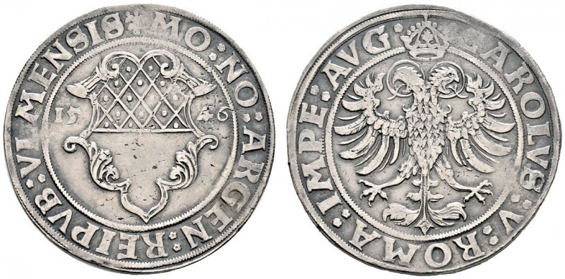 Altdeutsche Münzen und Medaillen 
 Ulm, Stadt 
 1/2 Taler 1546. Verzierter Sta...