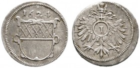 Altdeutsche Münzen und Medaillen 
 Ulm, Stadt 
 Kreuzer 1624. Nau 104, Binder 88.
 selten in dieser Erhaltung, leichte Patina, prägefrisch