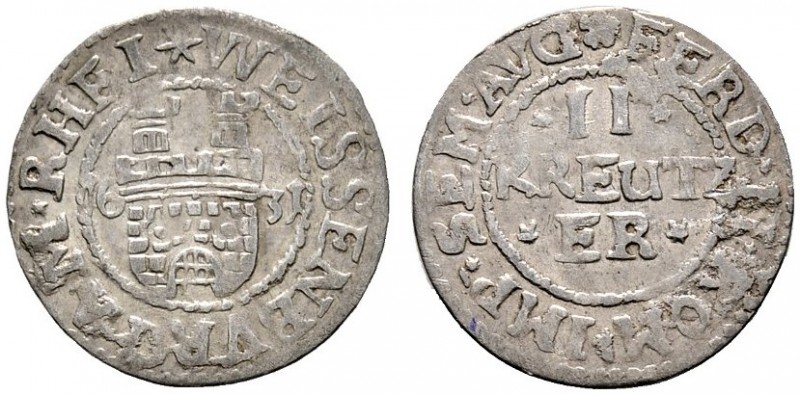 Altdeutsche Münzen und Medaillen 
 Weissenburg, Stadt 
 2 Kreuzer 1631. Ähnlic...